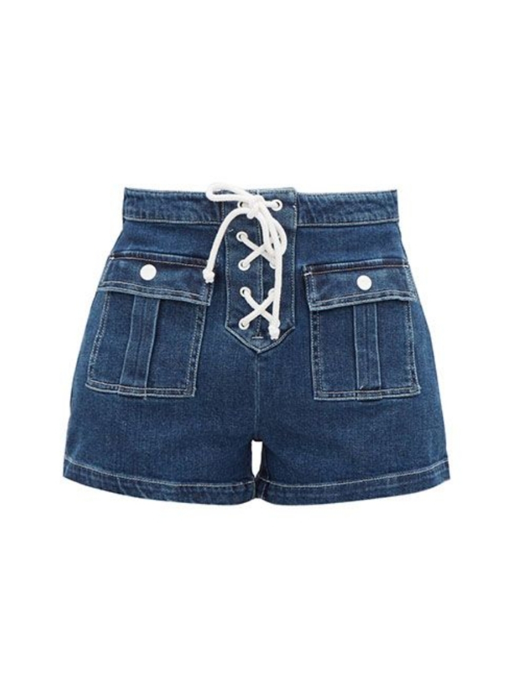 Solid & Striped Women's Lace-Up Blue Denim Shorts Sz 30